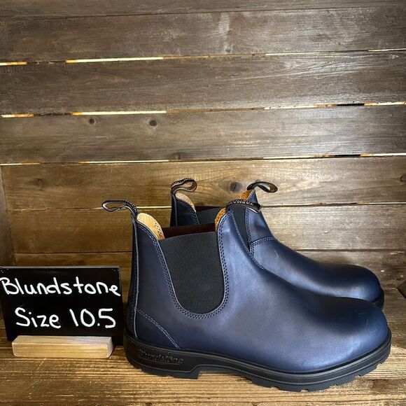 New Mens Blundstone Original 2246 Blue Leather Chelsea‎ Ankle Boots Size 11.5 M - Picture 1 of 6